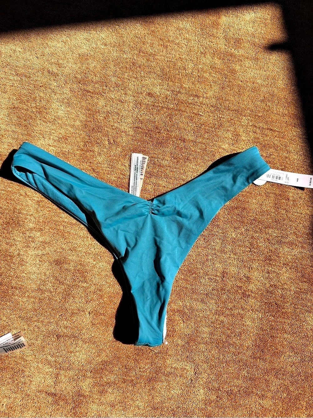 Victoria's Secret Cinched Thong Bikini Bottom Blue Medium